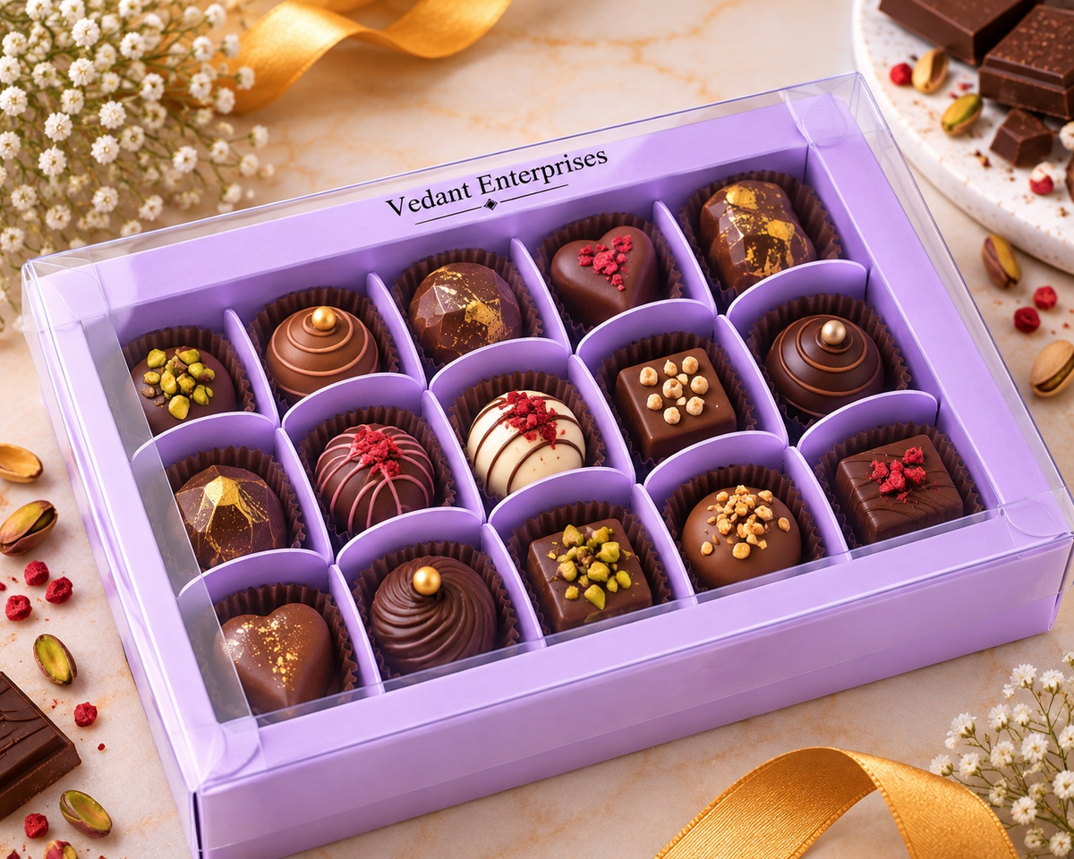 💜 15 Cavity Chocolate Box – Lavender Purple
