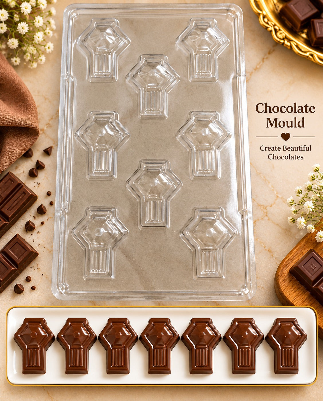 8 Cavity Akash Kandil Shape Chocolate PVC Mould – Diwali Chocolate Mould