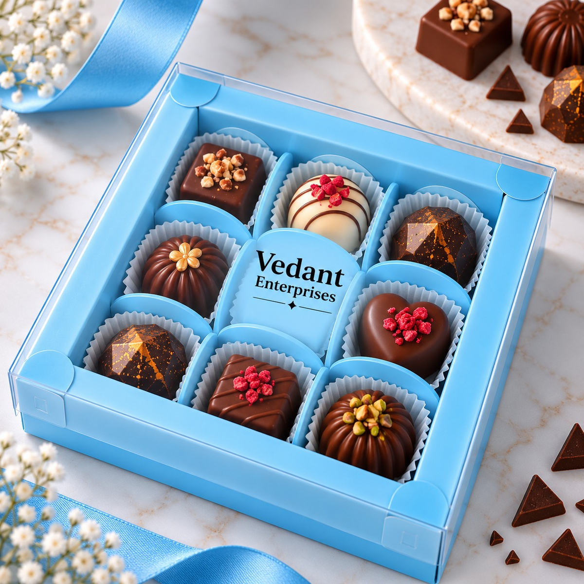 💙 9 Cavity Chocolate Box – Sky Blue