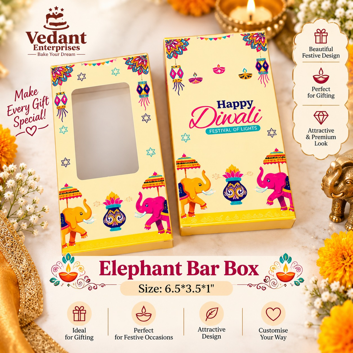🐘 Elephant Bar Box – Diwali Collection 🪔✨