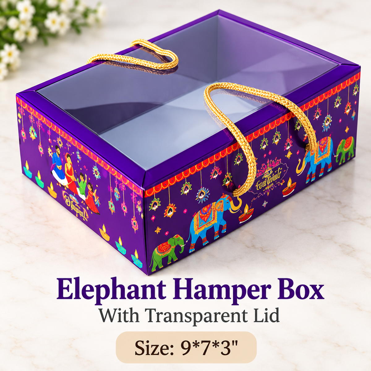 🐘 Elephant Hamper Box with Transparent Lid