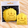 Golden Happy Diwali Acrylic Cutout – Decorative Arch Shape with Hanging Diya Design (Pack of 10 Pcs)