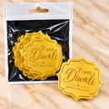 Golden Happy Diwali Acrylic Cutout – Decorative Scalloped Shape (Pack of 10 Pcs)