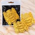 Golden Happy Diwali Acrylic Cutout – Ornate Scroll Design (Pack of 10 Pcs)