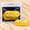Golden Happy Diwali Acrylic Cutout – Rectangular Nameplate Shape with Diya Design (Pack of 10 Pcs)