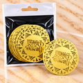Golden Happy Diwali Acrylic Cutout – Round Shape with Geometric Border (Pack of 10 Pcs)