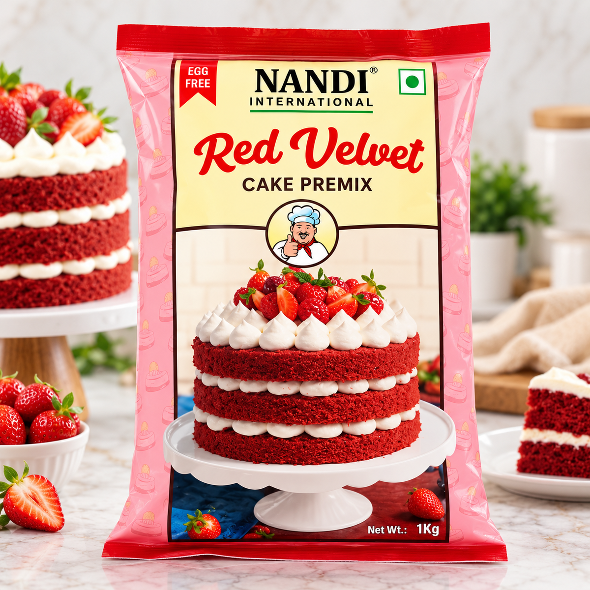 Nandi International Egg Free Red Velvet Cake Premix – 1 Kg