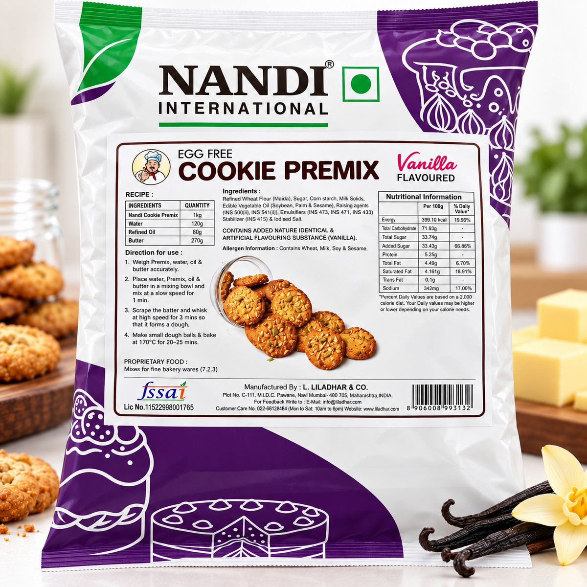 Nandi International Egg Free Vanilla Cookie Premix – 1 Kg