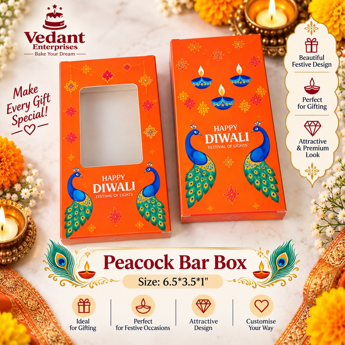 🦚 Peacock Bar Box – Diwali Collection 🪔✨