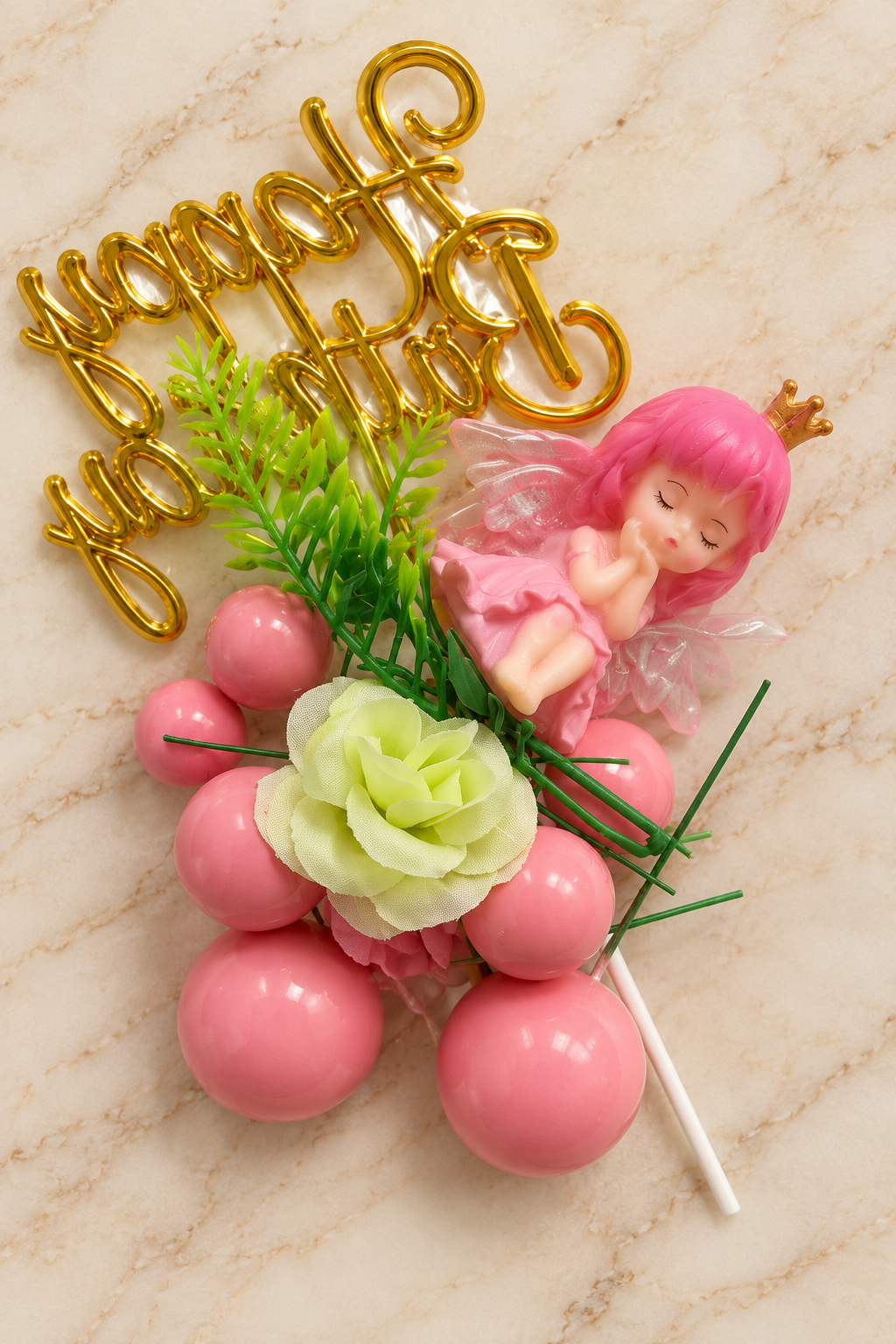 Pink Fairy Happy Birthday Cake Decoration Set