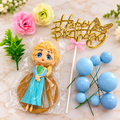 Princess Cake Decoration Combo – Happy Birthday Topper & Blue Ball
