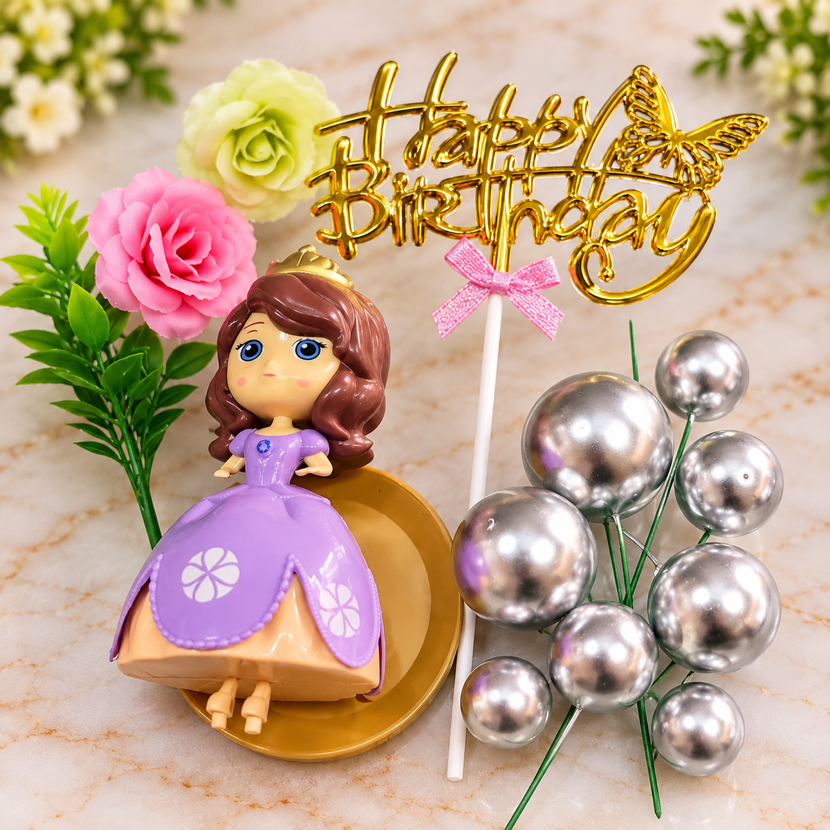 Purple Princess Cake Decoration Combo