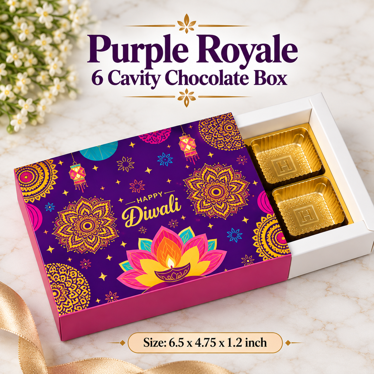 Purple Royale 6 Cavity Chocolate Box