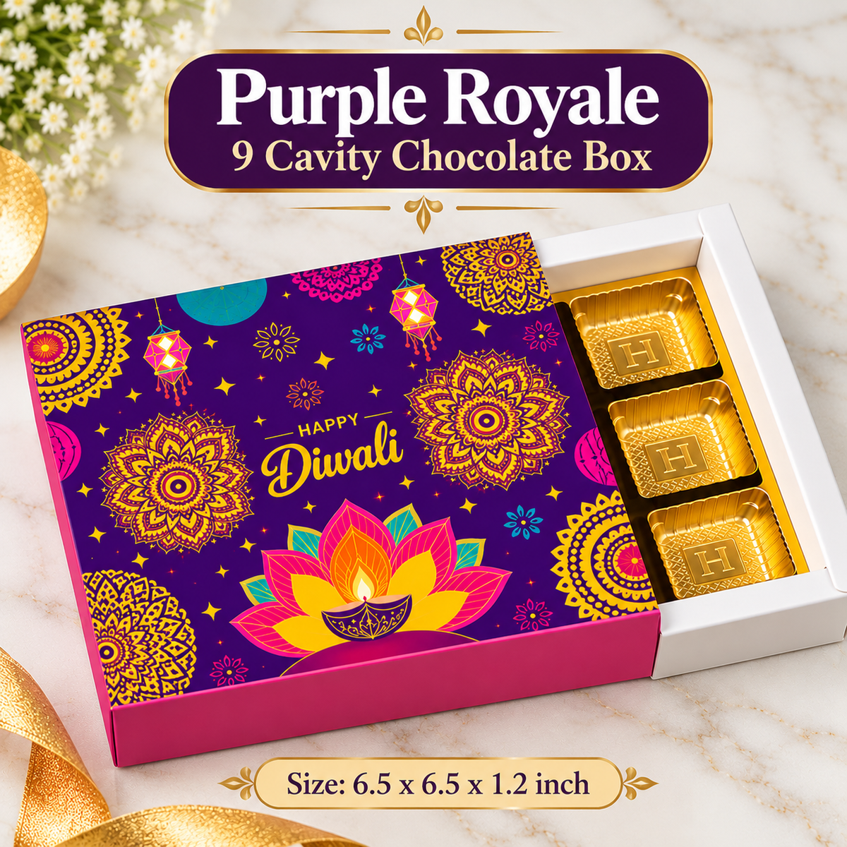 Purple Royale 9 Cavity Chocolate Box