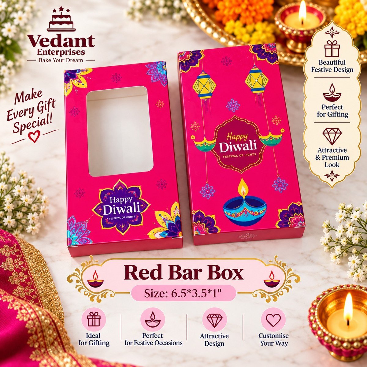 ❤️ Red Bar Box – Diwali Collection 🪔✨