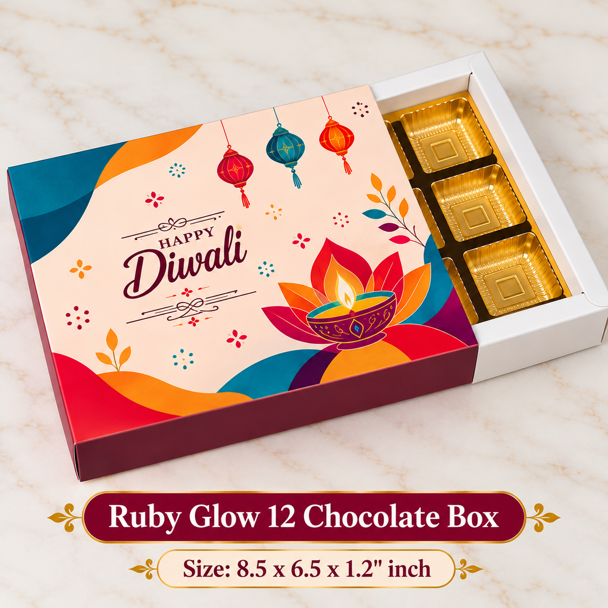 Ruby Glow 12 Chocolate Box – Diwali Special