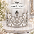 Silver Pearl Cake Crown – Elegant Cake Decoration