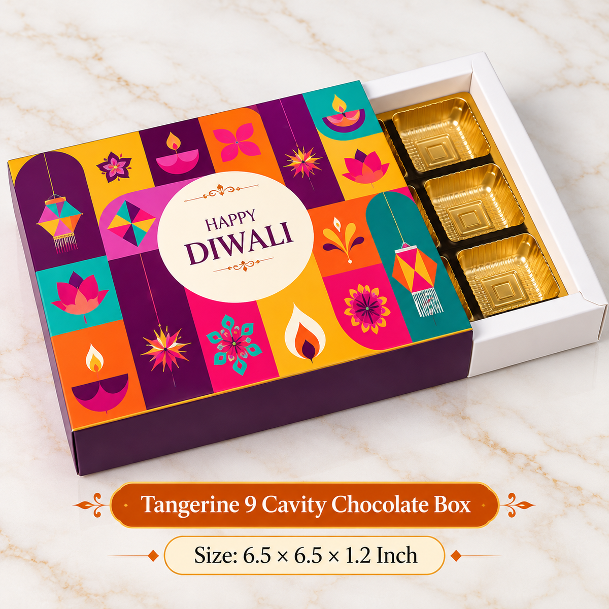 Tangerine 9 Cavity Chocolate Box