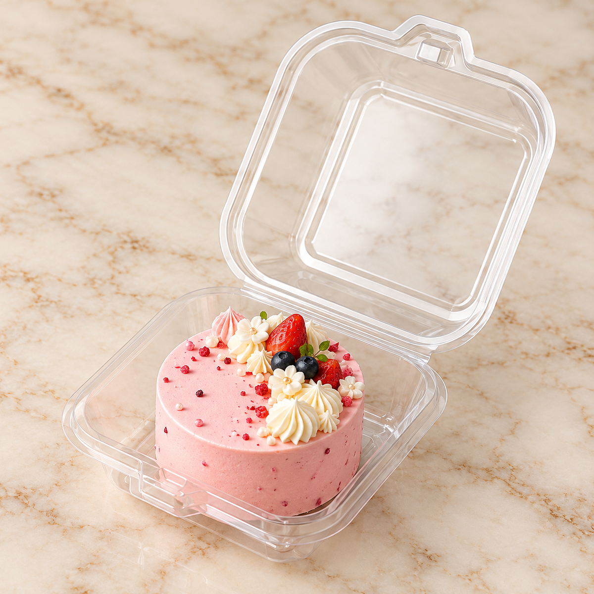 Transparent Hinged Cake Container – Clear Plastic Cake Box