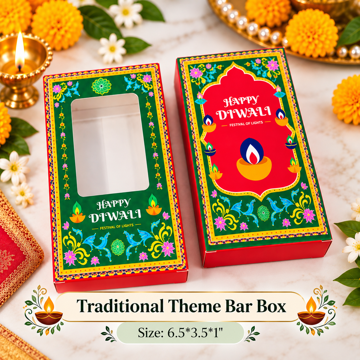 🍫 Traditional Theme Chocolate Bar Box – Diwali Collection 🪔✨
