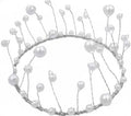 White Pearl & Silver Wire Cake Crown Topper