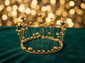 Full Gold Pearl & Wire Cake Crown Topper