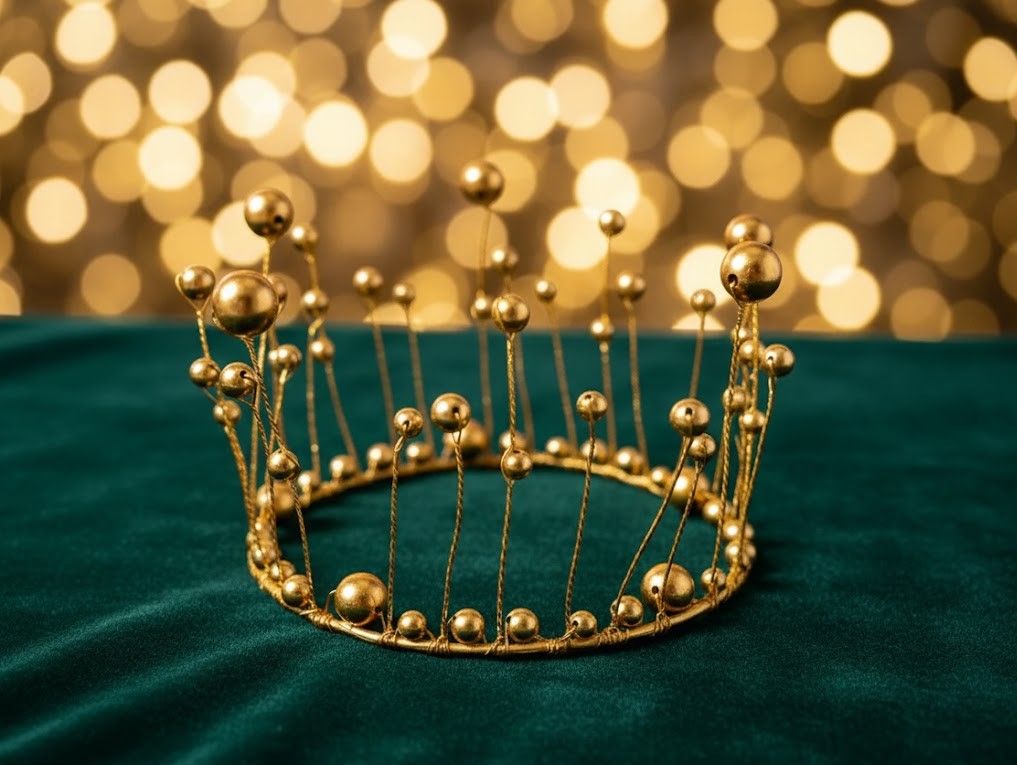 Full Gold Pearl & Wire Cake Crown Topper