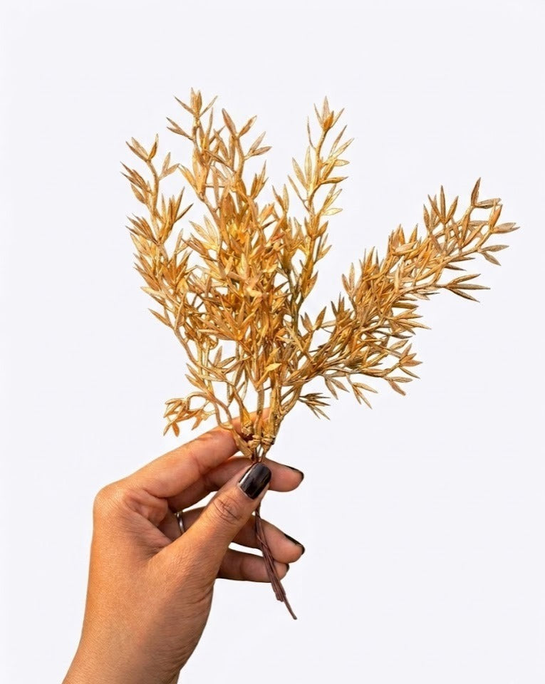Golden Artificial Flowers Leaves Bunch Cake Toppers