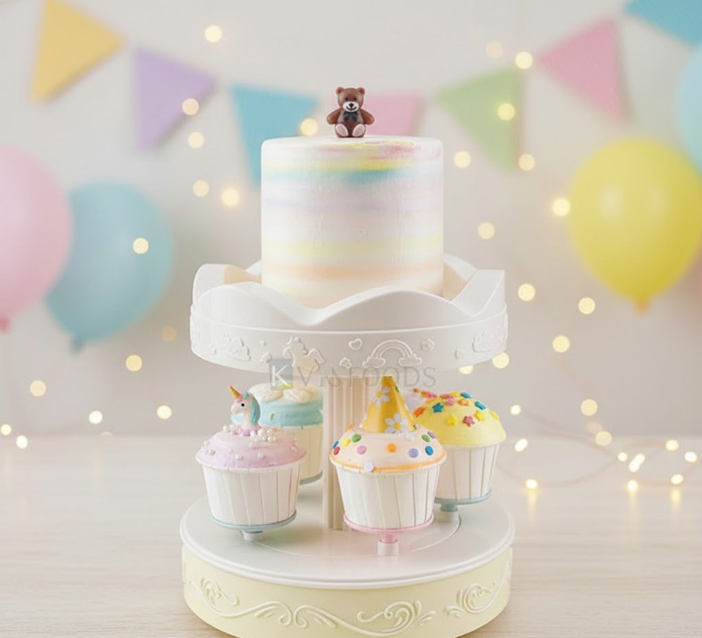 Premium Automatic Rotating Cupcake & Dessert Display Stand – 2-Tier Party Showpiece