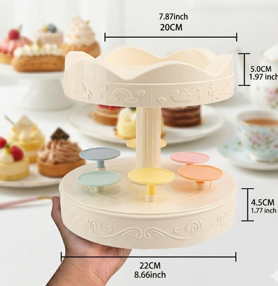 Premium Automatic Rotating Cupcake & Dessert Display Stand – 2-Tier Party Showpiece