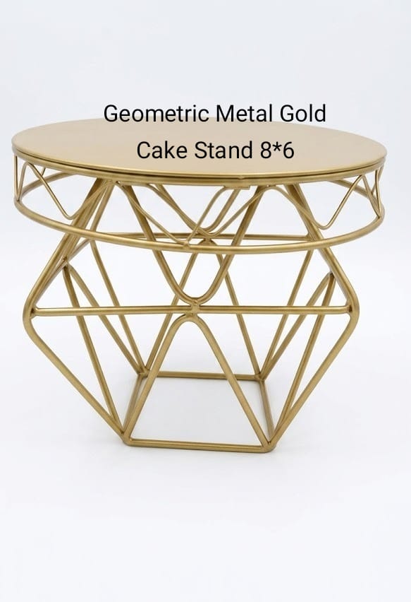 Geometric Metal Gold Cake Stand (8" x 6")