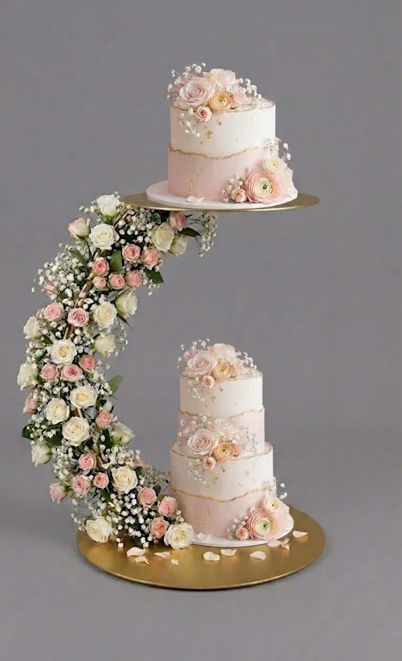 Elegant Gold C-Curve Metal Cake Stand 14*8