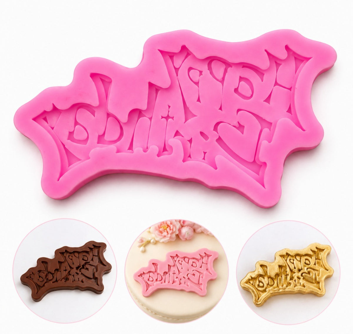 Happy Birthday Graffiti Style Fondant Silicone Mold