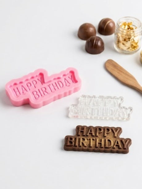 Happy Birthday Modern Script Silicone Fondant Mould
