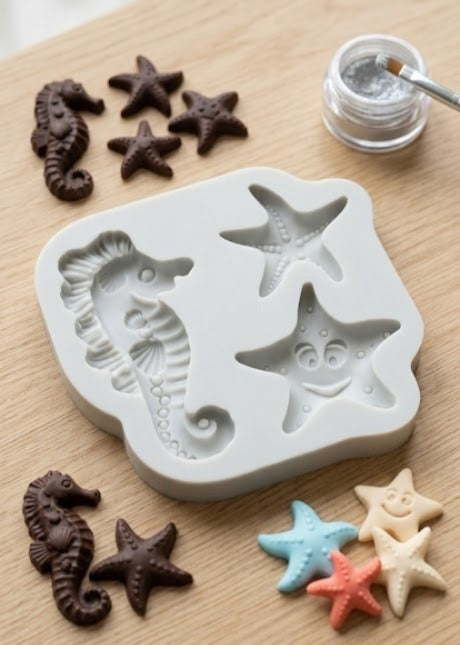 Seahorse & Starfish Under-the-Sea Silicone Fondant Mould