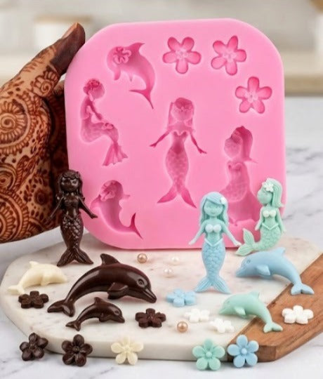 Under the Sea Mermaid & Dolphin Silicone Fondant Mould