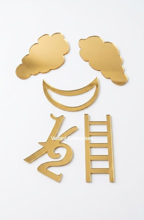 Golden Acrylic "Half Birthday" Cake Topper Set – 5 Pieces