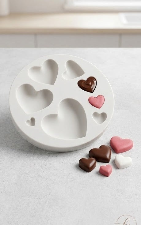 Multi-Size Heart Silicone Fondant & Chocolate Mould