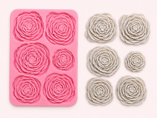 3D Grand Blooming Peony & Rose Silicone Fondant Mould