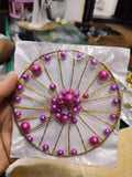 Purple Pearl & Gold Wire Cake Crown Topper