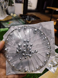 Silver Pearl & Wire Cake Crown Topper