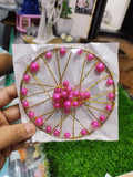 Pink Pearl & Gold Wire Cake Crown Topper