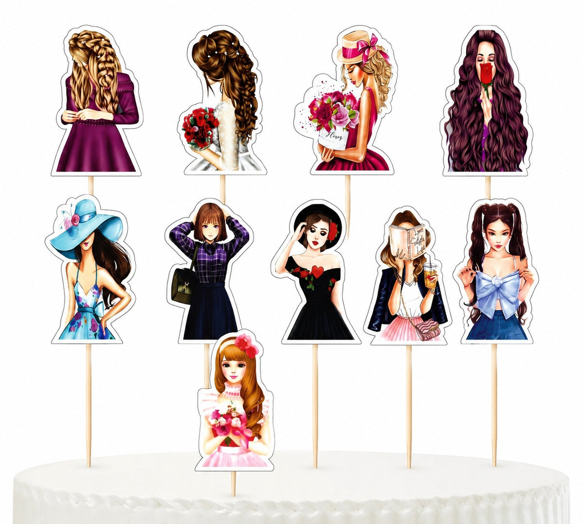 Front Pose Doll Cake Topper Set