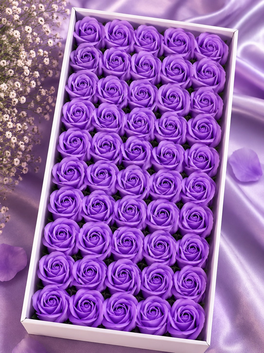 Real Touch Scented Rose Flowers – Purple (50 pcs Pack)