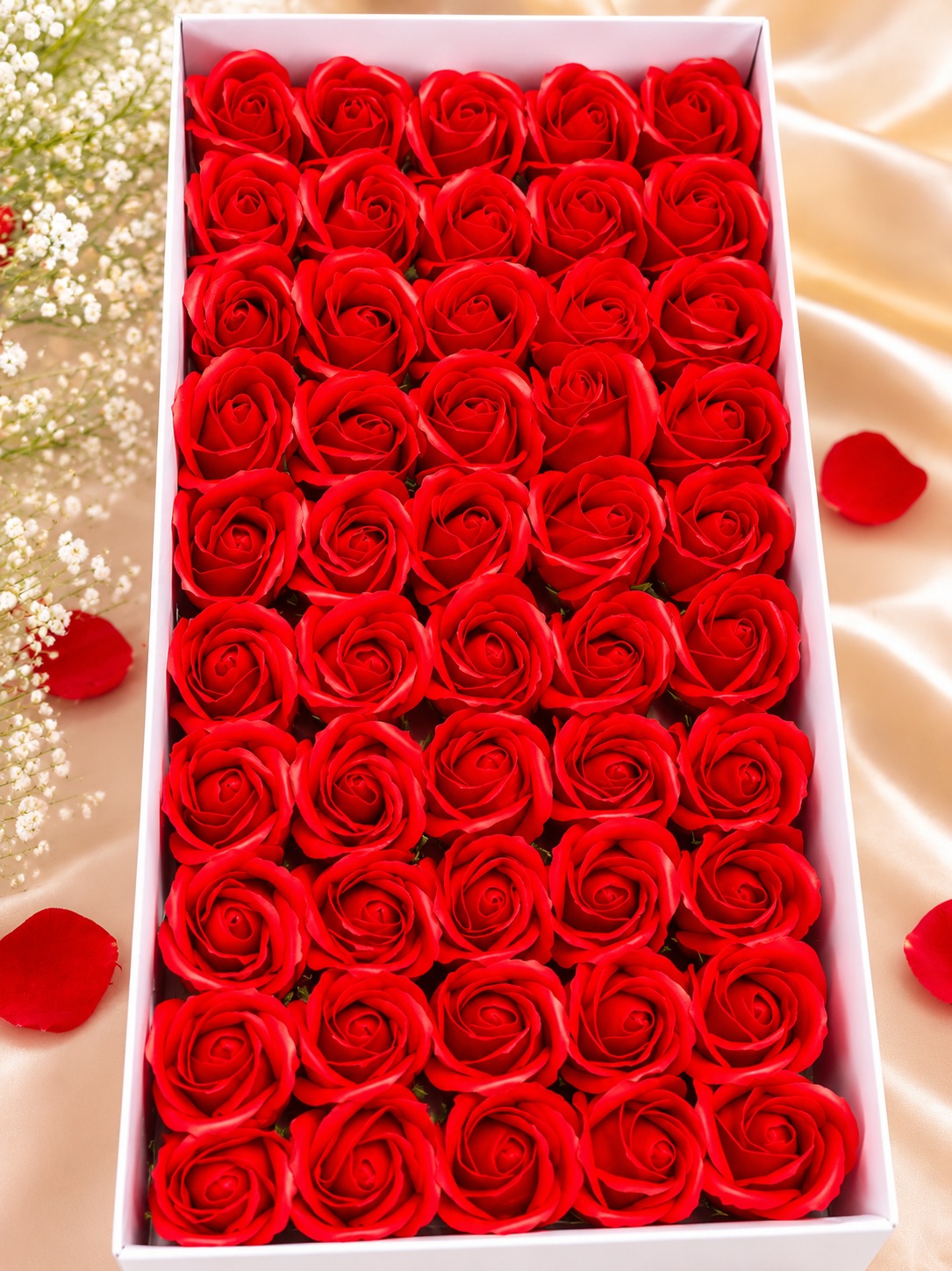 Real Touch Scented Rose Flowers – Red (50 pcs Pack)