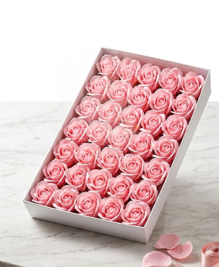 Real Touch Scented Rose Flowers – Baby Pink (50 pcs Pack)