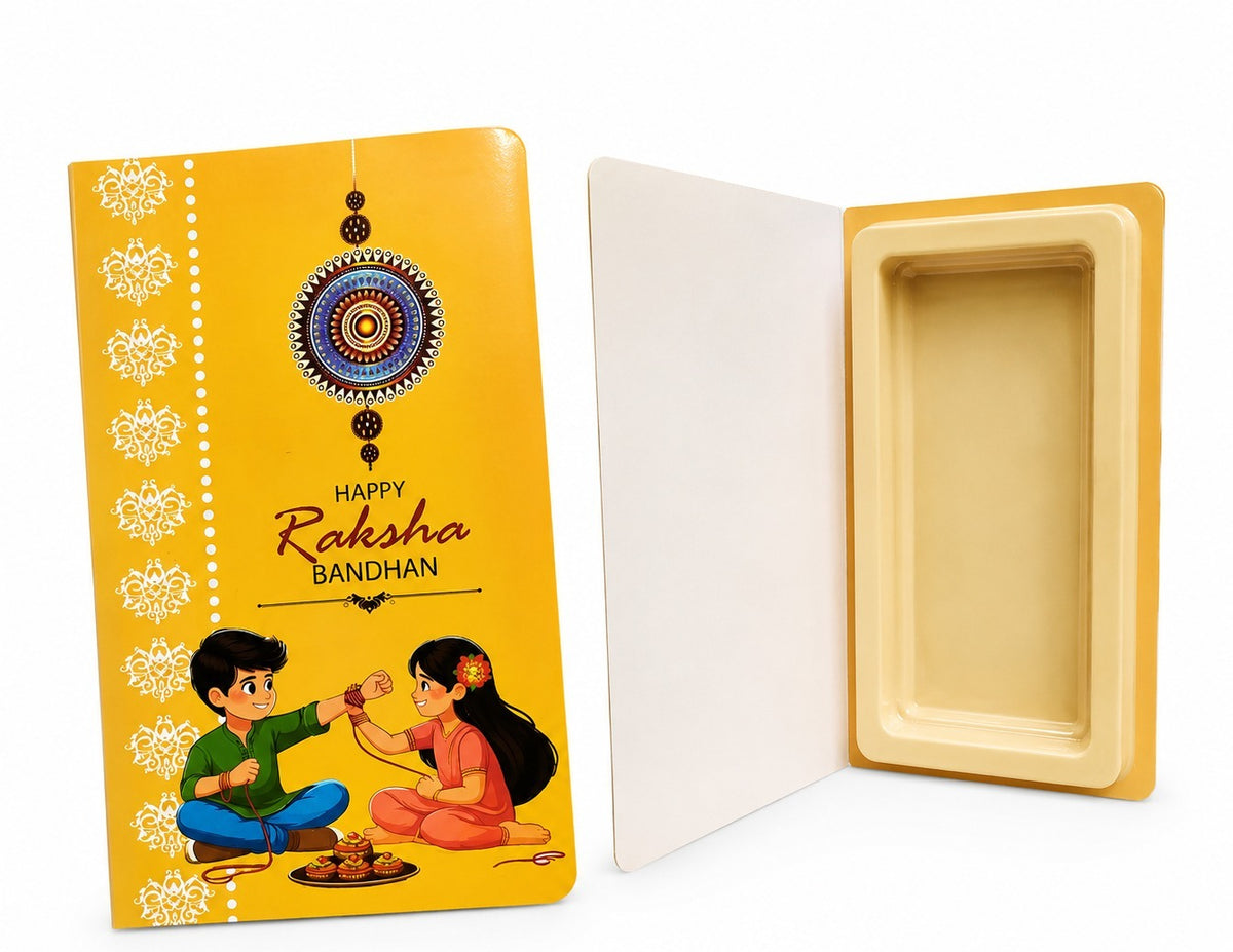 Premium Yellow Rakhi Bar Book Gift Box