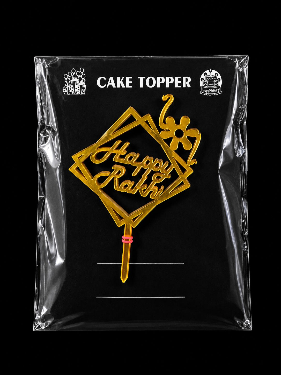 Happy Rakhi Acrylic Cake Topper – 3 Inch (Pack of 10)