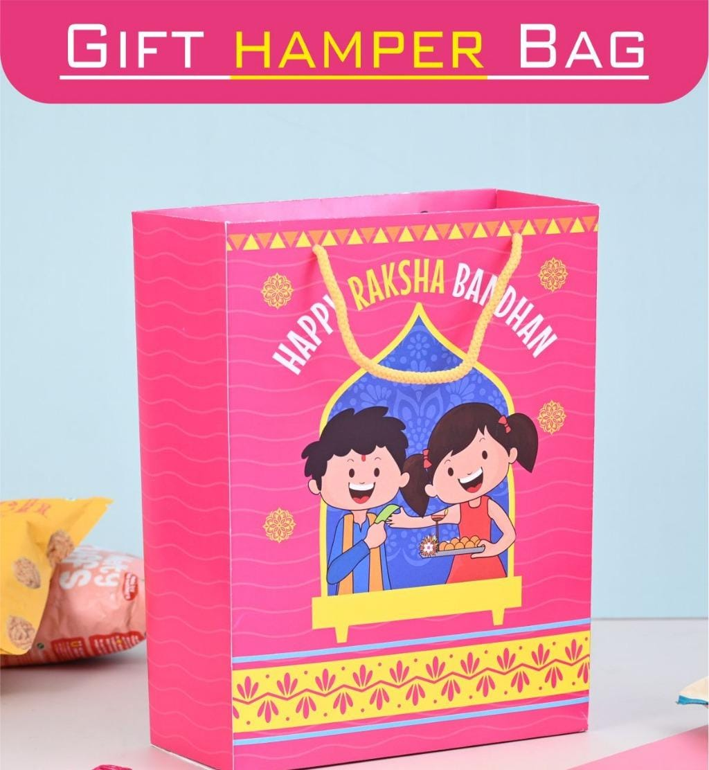 Happy Raksha Bandhan Gift Hamper Bag | Premium Festive Gift Bag 5pc pack