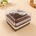 Square Transparent Dessert Container with Spoon (11.5 × 11.5 × 6.5 cm) 10pc